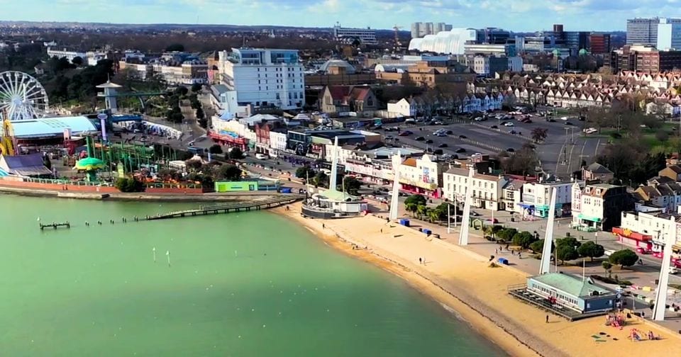 Aerial view of the Southend-on-Sea seafront